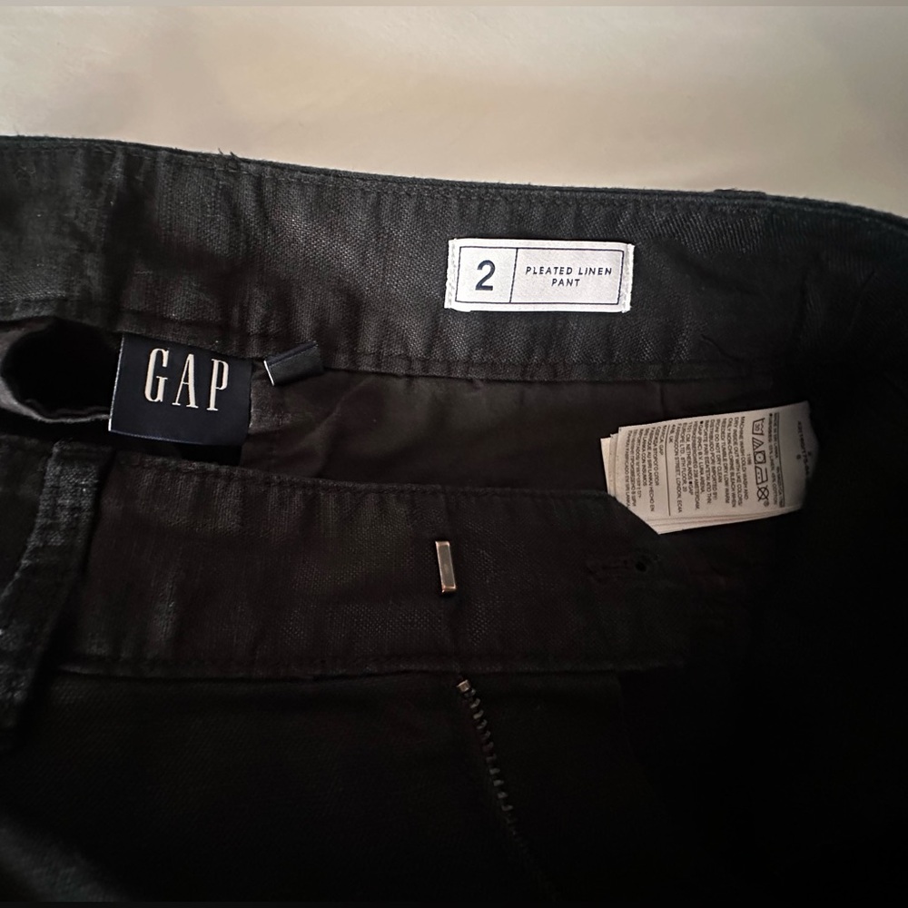 Gap linen cotton blend Classic Black Wide-Leg Trousers - Picture 3 of 5